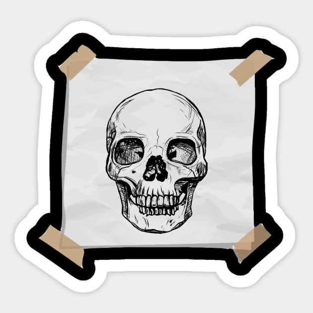 Skull on paper design Sticker by Dope_Design